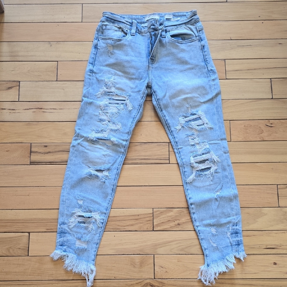 KanCan Blue Ankle Cropped Distressed Jeans